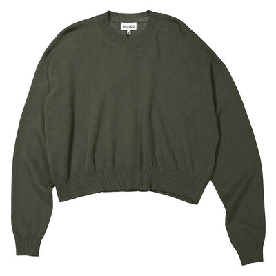 Pre-owned Kenzo Ladies Dark Khaki Asymmetric Hem Knit Jumper