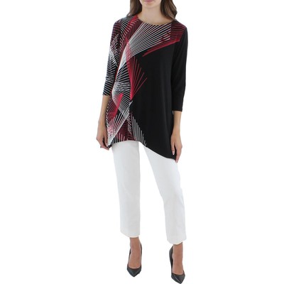 

Alfani Womens Black Knit Swing Printed Pullover Top Tunic  BHFO 4008, String theory