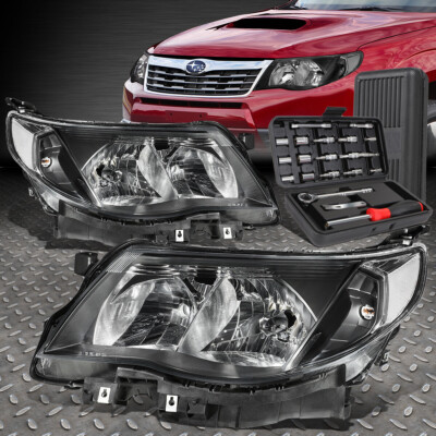 ДЛЯ 09-13 SUBARU FORESTER ЧЕРНЫЙ КОРПУС, ПРОЗРАЧНЫЕ УГЛОВЫЕ ЛАМПЫ ФАР + НАБОР ИНСТРУМЕНТОВ
