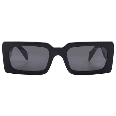 Pre-owned Prada Grey Rectangular Ladies Sunglasses Pr A07s 1ab5s0 52 Pr A07s 1ab5s0 52 In Gray