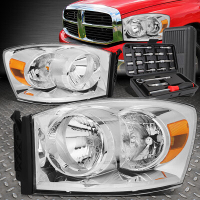ДЛЯ ГРУЗОВИКА 06-08 DODGE RAM 1500 2500 3500 ХРОМИРОВАННАЯ УГЛОВАЯ ФАРА ЯНТАРНОГО ЦВЕТА + НАБОР ИНСТРУМЕНТОВ
