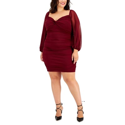 Женское красное шифоновое облегающее платье B. Darlin из красного шифона в сборку Plus 14W BHFO 4026