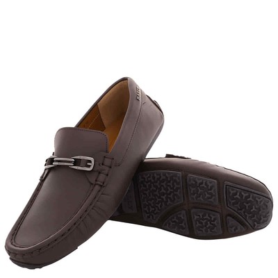 Pre-owned Bally Ebano Pinter Leather Drivers, Brand Size 6 ( Us Size 7 ) In Check Description