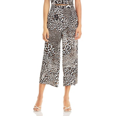 

Женские белые плиссированные нарядные укороченные брюки с животным принтом цвета морской волны  BHFO 3740, Light animal, IPF80446