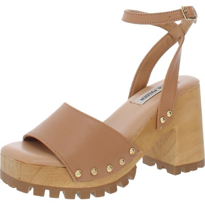 

Steve Madden Womens Ocala Tan Туфли на блочном каблуке с заклепками 9 Medium (B,M) BHFO 0622, Tan leather