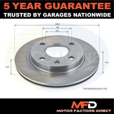 Fits Ford Ka 2000-2008 Fiesta 1989-2002 Escort 1990-2001 MFD Front Brake Disc #1