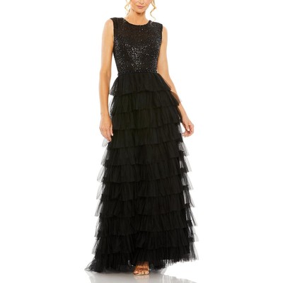 Женское черное вечернее платье Mac Duggal с украшениями 2 BHFO 5652