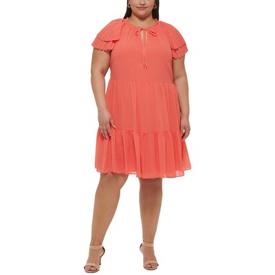 Женское оранжевое шифоновое платье А-силуэта Vince Camuto из шифона для работы Plus 24W BHFO 5274