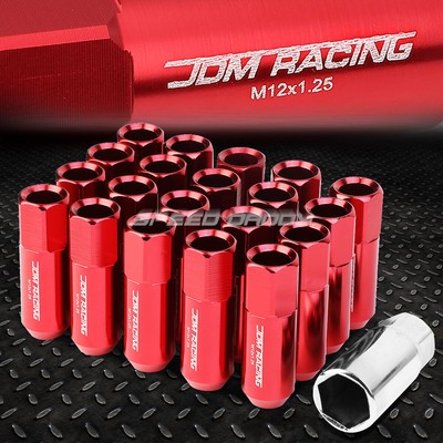 НАБОР ГАЕК С ОТКРЫТЫМ ШЕСТИГРАННИКОМ JDM КРАСНОГО ЦВЕТА С 20 НАКОНЕЧНИКАМИ + ПЕРЕХОДНИК M12X1.25 ДИАМЕТРОМ 25 ММ/ВЫСОТОЙ 60 ММ