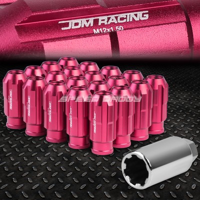 НАБОР ГАЕК JDM ИЗ РОЗОВОГО АЛЮМИНИЯ ОТКРЫТОГО ТИПА С 20 НАКОНЕЧНИКАМИ + АДАПТЕР M12X1,5 ДИАМЕТРОМ 24 ММ / ВЫСОТОЙ 50 ММ