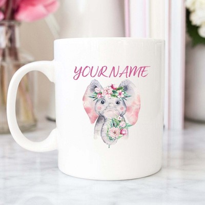 Elephant Mug Elephant Monogram Name Mug Elephant Gift Gift For Elephant Lover