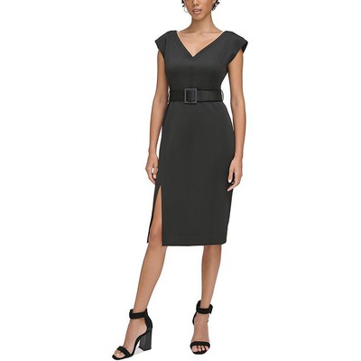 Женское черное трикотажное платье-футляр Calvin Klein для работы без рукавов 10 BHFO 3174