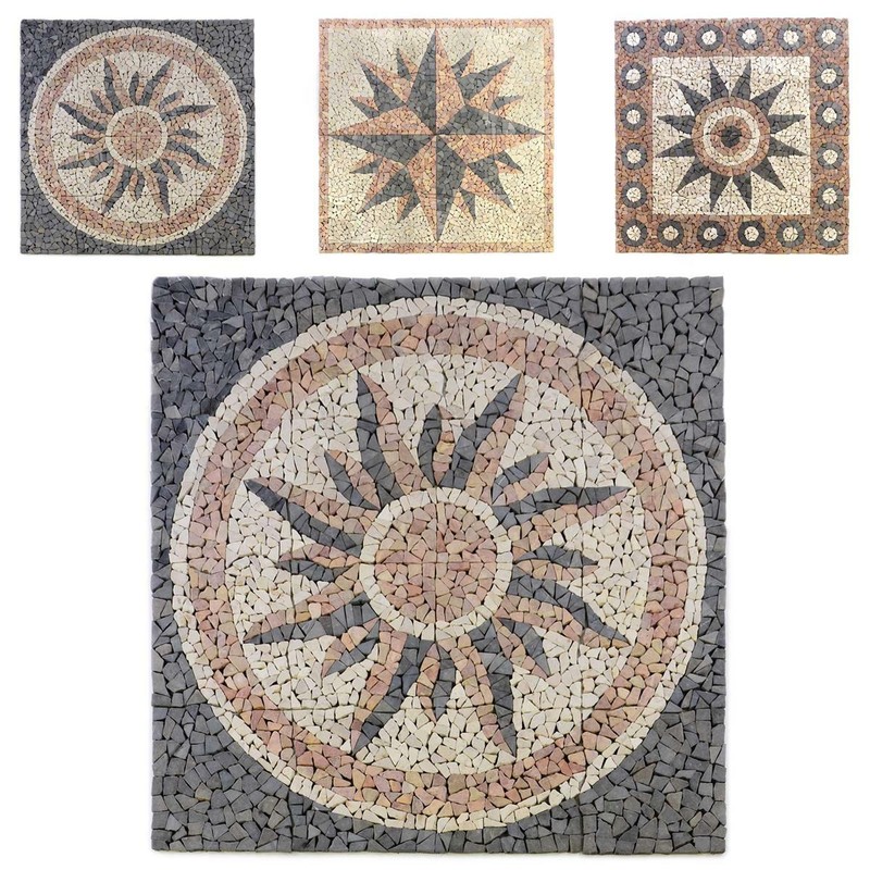 Divero Mosaikbild Einleger Rosone Marmor Mosaik 1,45mÂ² 3 Motive Fliesenmatte