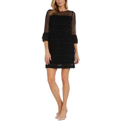 Женское черное многослойное платье для коктейлей и вечеринок R&M Richards Petites 4P BHFO 1221