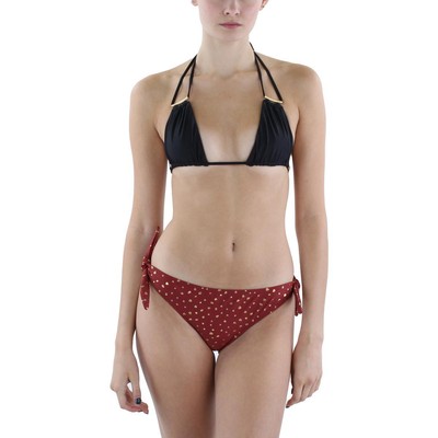 Hot Water Womens Brown Printed Metallic Swim Bottom Separates M BHFO 0226