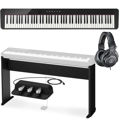 Casio Privia PX-S1100 88-Key Black Digital Piano Keyboard Bundle w/ Stand, Pedal
