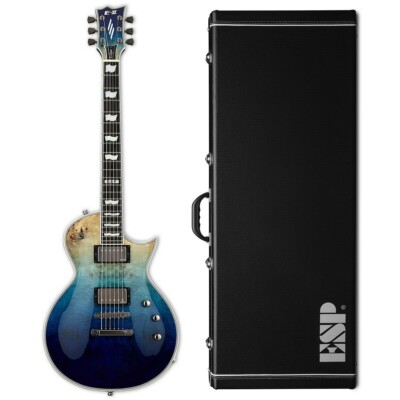ESP E-II Eclipse Blue Natural Fade Burled Maple Electric Guitar + Case B-Stock