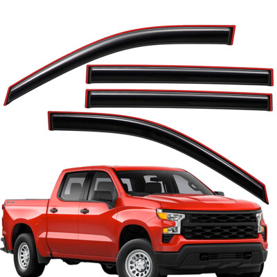 Fits 2019-2024 GMC Sierra 1500 Crew Cab In-Channel Rain Guard Window Vent Visor 