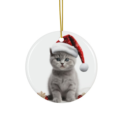 British Shorthair Kitten - Ceramic Christmas Ornament - Printed in USA
