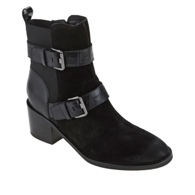 Pre-owned J Donald . Pliner Dahlin 2-strap Suede Ankle Bootie 782463- In Black
