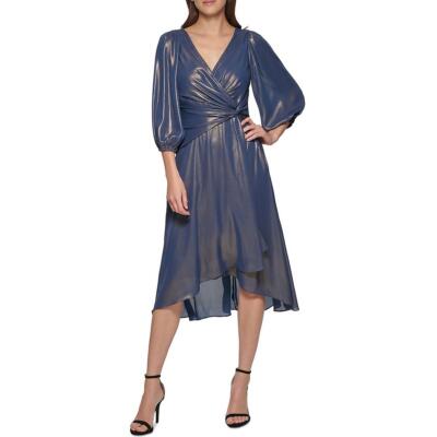 

Женское переливающееся коктейльное и вечернее платье миди DKNY BHFO 2258, Denim gold