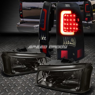 ЗАКОПЧЕННАЯ ФАРА + ПРОЗРАЧНЫЙ УГОЛ + ТОНИРОВАННЫЙ ЗАДНИЙ ФОНАРЬ С 3D-ОРЕОЛОМ ДЛЯ 03-07 SILVERADO