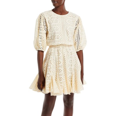 

Женское мини-платье с пышными рукавами и пышными рукавами Rhode BHFO 5437, Buttercream