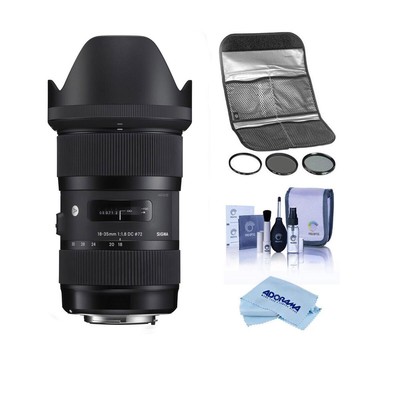 Sigma 18-35mm f/1.8 DC HSM ART Lens for Nikon F with Hoya 72mm Filter Kit