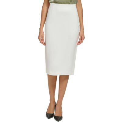 Женская белая юбка-карандаш DKNY длиной до колена с разрезом по низу M BHFO 0053