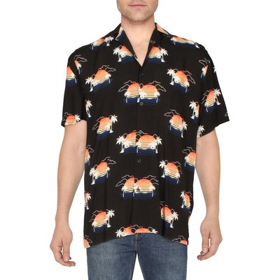 Мужская черная повседневная рубашка на пуговицах без границ с принтом M 38-40 BHFO 2308