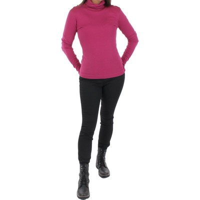 

Женская красная хлопковая однотонная футболка с высоким воротником Three Dots  BHFO 0466, Красный