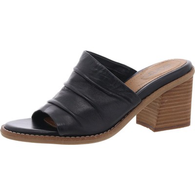 Earth Womens Adara Black Leather Slide Sandals Shoes 7.5 Medium (B,M) BHFO 1714
