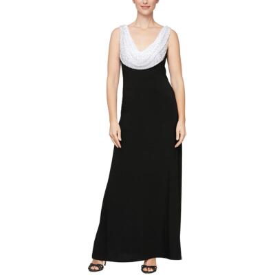 

Alex Evenings Женское вечернее платье с вышивкой и воротником-хомутом BHFO 6062, Black white