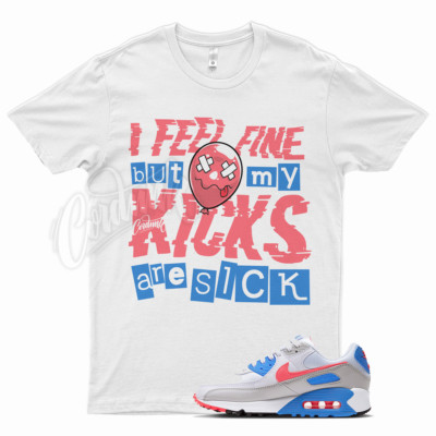 White SICK V2 T Shirt for N Air Max 90 Hot Coral Light Blue Vivid Pink 