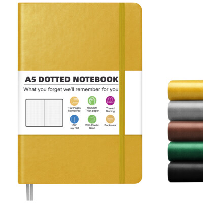  A5 Dotted Journal Lined Notebook Work Writing Hardcover Thick Paper 5.7''×8.4''