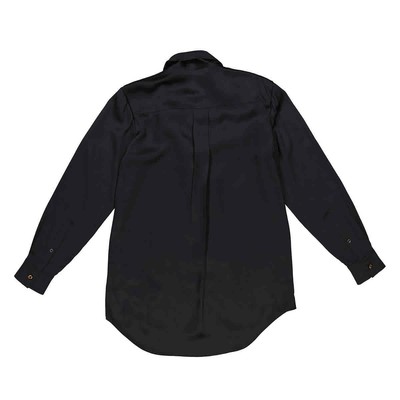 Pre-owned Burberry Ladies Michela Black Fringed Scarf Detail Silk Satin Shirt, Brand Size