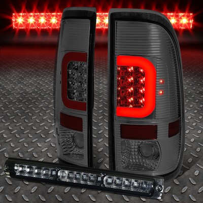 [LED RED C-BAR]FOR 1997-2004 FORD F-150/F-250 SMOKED TAIL LIGHT+THIRD BRAKE LAMP