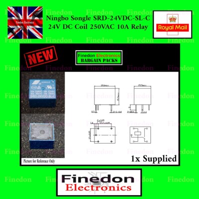 Ningbo Songle SRD-24VDC-SL-C 24VDC Coil Relay 250V AC 10A UK Seller