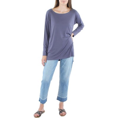 

Женская синяя блузка с балетным вырезом Eileen Fisher, рубашка  BHFO 2269, Blue shale