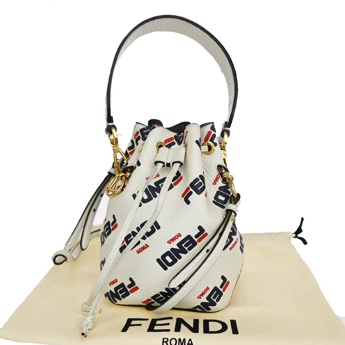 FENDI◆8bs010-a5p6◆Fendi X FILA MINI LOGO MON TRESOR FENDI x FILA Mon Tresor 2Way Drawstring Mini Hand Bag