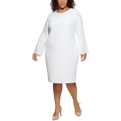 

Женское белое шифоновое платье миди Calvin Klein Plus  BHFO 9994, Cream