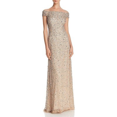 

Adrianna Papell Женское Бежевое Вечернее Вечернее Платье с Блестками  BHFO 8445, Champagne