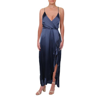 Безмолвное женское темно-синее атласное макси-вечернее платье M BHFO 9664