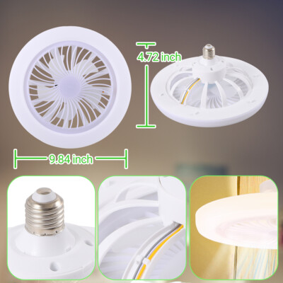 Fan For E27 Socket Light With Remote Ceiling Fan Adjustable Smart LED 3Speed AC
