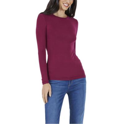 

Женский приталенный топ с круглым вырезом и длинными рукавами BCBG Max Azria, Cranberry