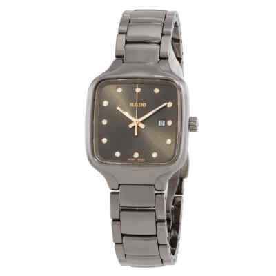 Женские часы Rado True Square с серым циферблатом из кварца и бриллиантами R27079702
