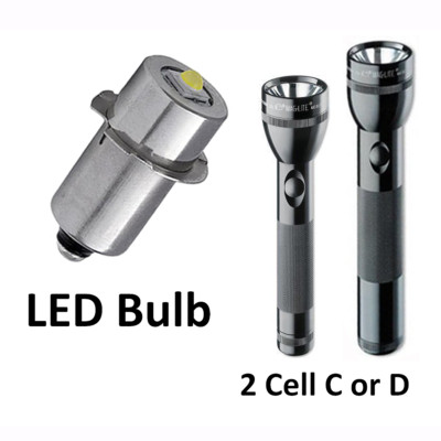 Maglite 2 Cell C/D 3V LED Replacement Upgrade Bulb Flashlight Lantern Torch NEW