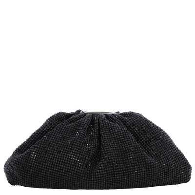 Pre-owned Philipp Plein Crystal Embroidered Mini Pillow Clutch Bag Paaa-wbb0550-pco058n-02 In Black