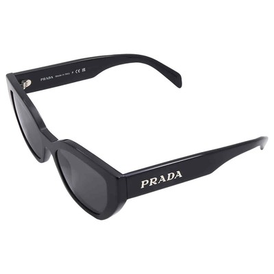 Pre-owned Prada Grey Cat Eye Ladies Sunglasses Pr A09s 1ab5s0 53 Pr A09s 1ab5s0 53 In Gray