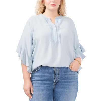 Женская синяя деловая блузка с застежкой-молнией Vince Camuto плюс 1X BHFO 4820